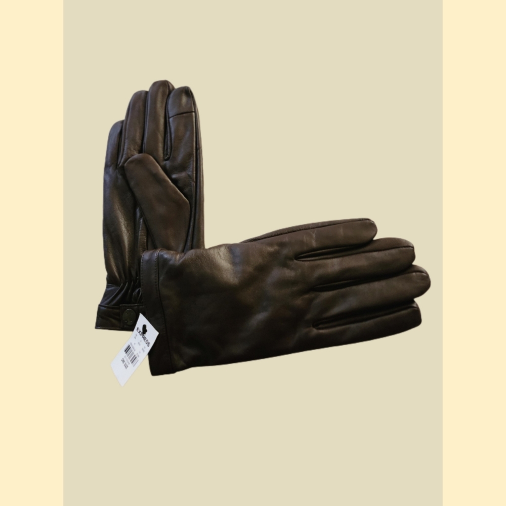 EXPRESS MENS BROWN LEATHER TOUCH SCREEN COMPATIBLE GLOVES BNWT - Picture 2 of 6